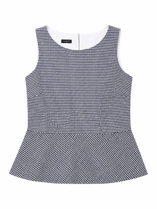 Talbots Tops - ⸻

Talbots Navy & White Gingham Peplum Top – Sleeveless